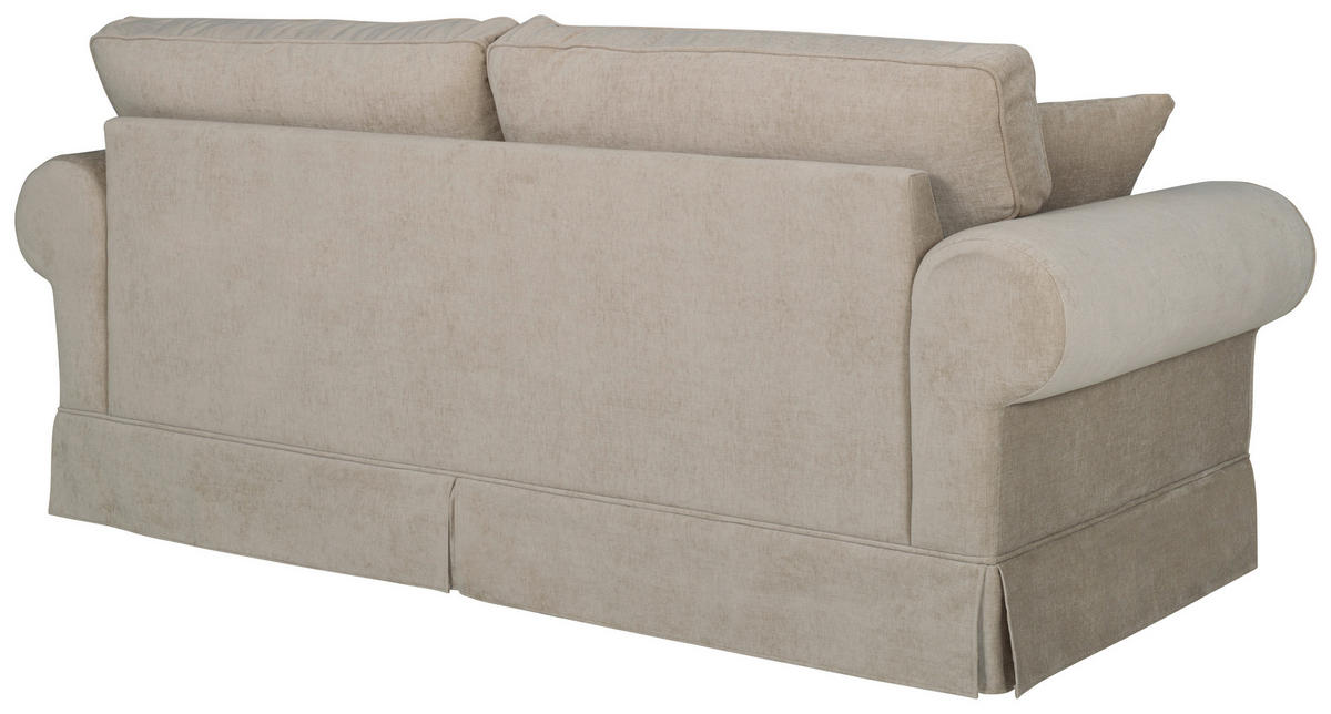 3-SITZER-SOFA Chenille Beige  - Beige/Naturfarben, Design, Holz/Textil (222/91/91cm)