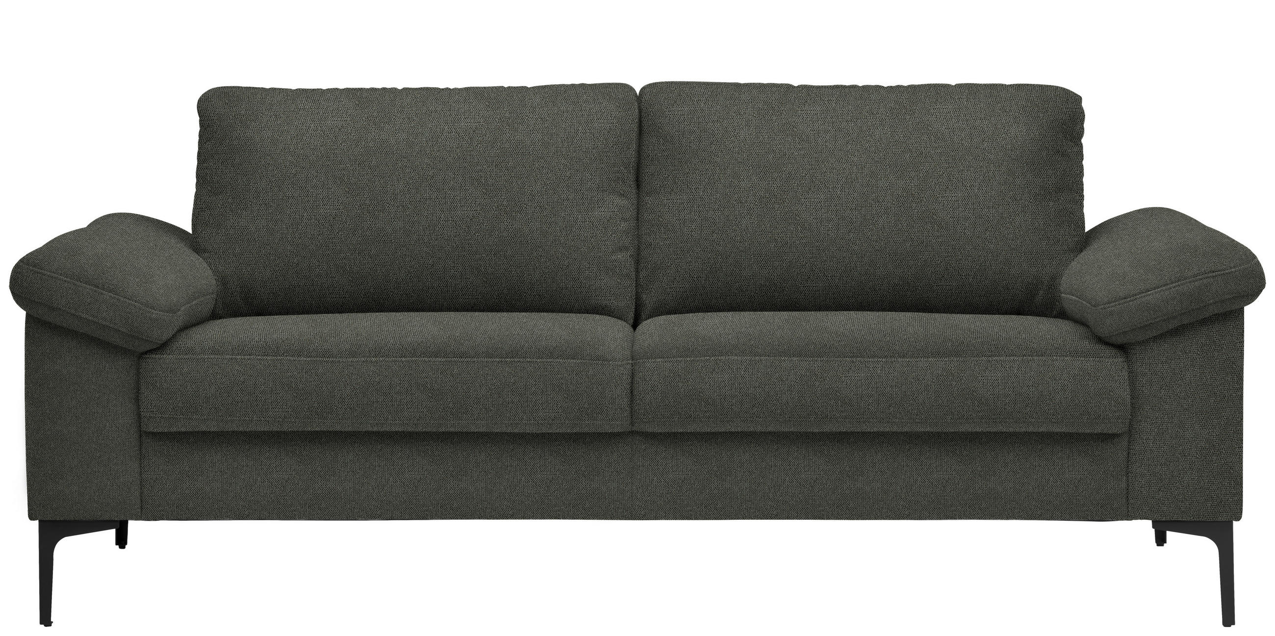 2,5-SITZER in Flachgewebe Grau  - Schwarz/Grau, Design, Textil/Metall (206/86/97cm) - Pure Home Lifestyle