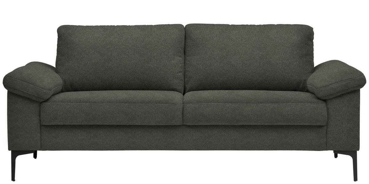 2,5-SITZER in Flachgewebe Grau  - Schwarz/Grau, Design, Textil/Metall (206/86/97cm) - Pure Home Lifestyle
