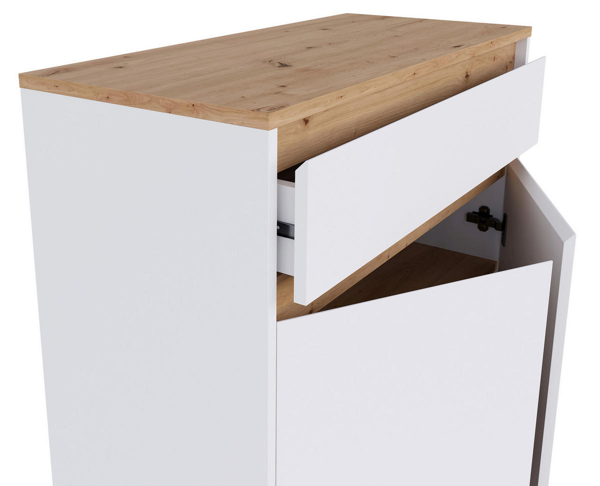 GARDEROBE  in 263,5/193/41,4 cm  - Weiß/Eiche Artisan, MODERN, Holzwerkstoff (263,5/193/41,4cm) - Carryhome