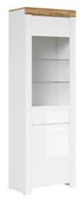 VITRINA 68/203,5/42 cm   - bijela/bijela visoki sjaj, Design, staklo/drvni materijal (68/203,5/42cm)