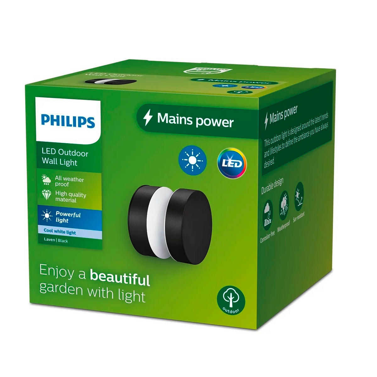 ZUNANJA STENSKA SVETILKA  LAVEN 10/10/8.7 cm            - črna, Basics, kovina (10/10/8.7cm) - Philips