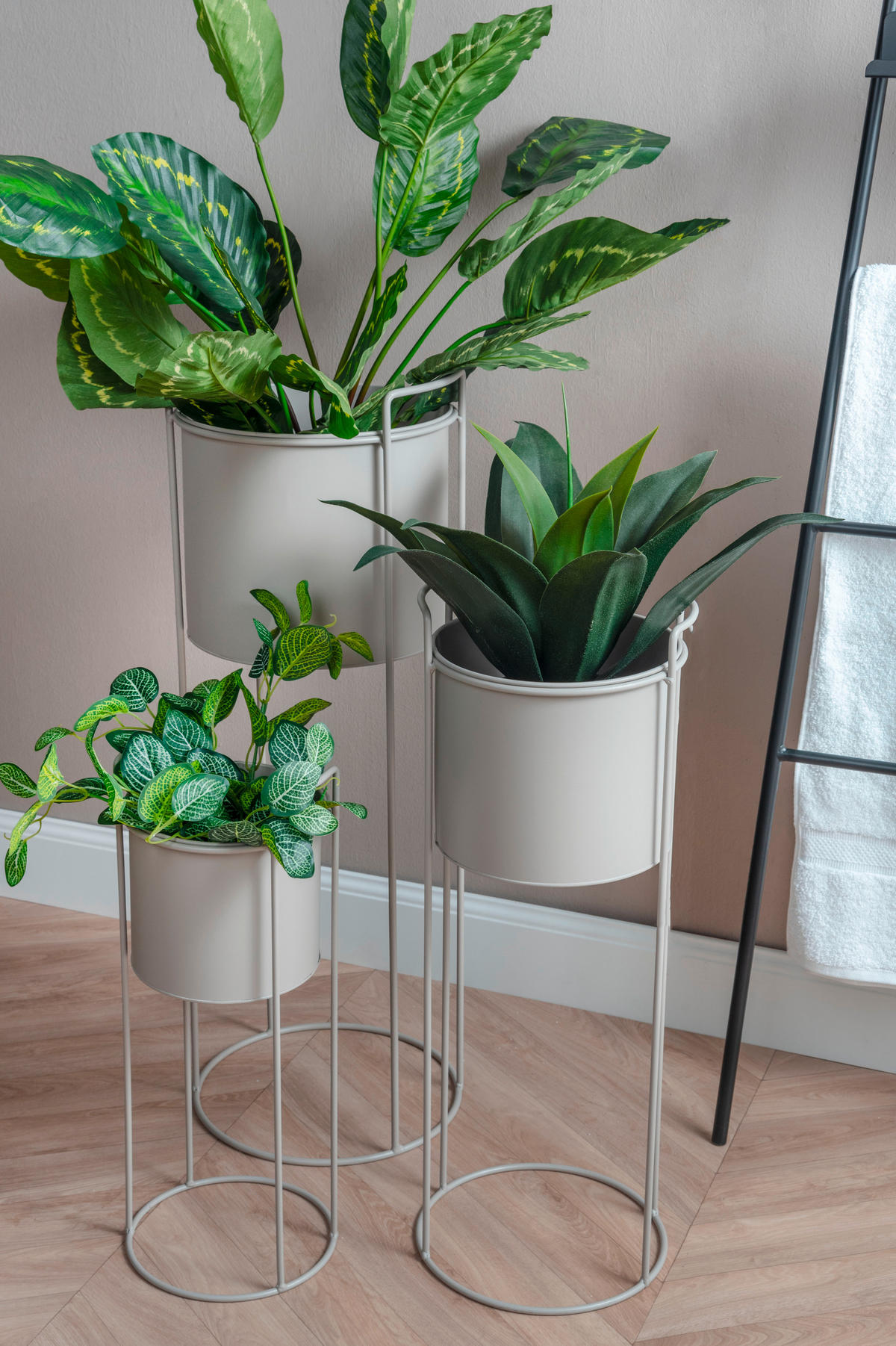 ÜBERTOPF-SET  3-teilig Essence  - Hellgrau, KONVENTIONELL, Metall - Present Time