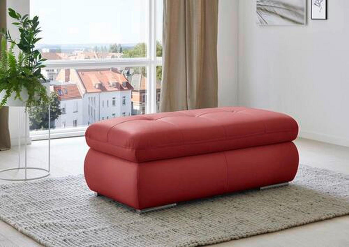 ECKSOFA in Echtleder Rot  - Edelstahlfarben/Rot, Design, Leder/Metall (321/195cm) - Beldomo Speed