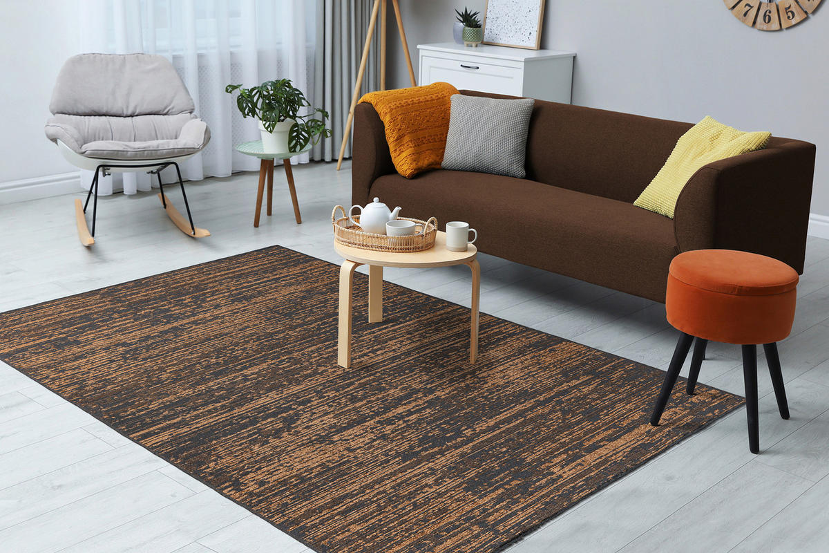 FLATVÄVD MATTA 120/170 cm Kalea  - gul, Basics, textil (120/170cm) - Kayoom