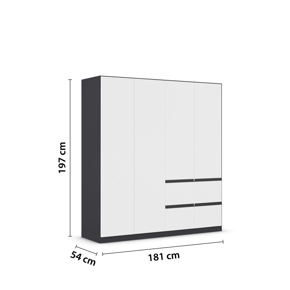 KLEIDERSCHRANK in Grau, Weiss  - Weiss/Grau, Konventionell, Holzwerkstoff/Kunststoff (181/197/54cm) - Xora