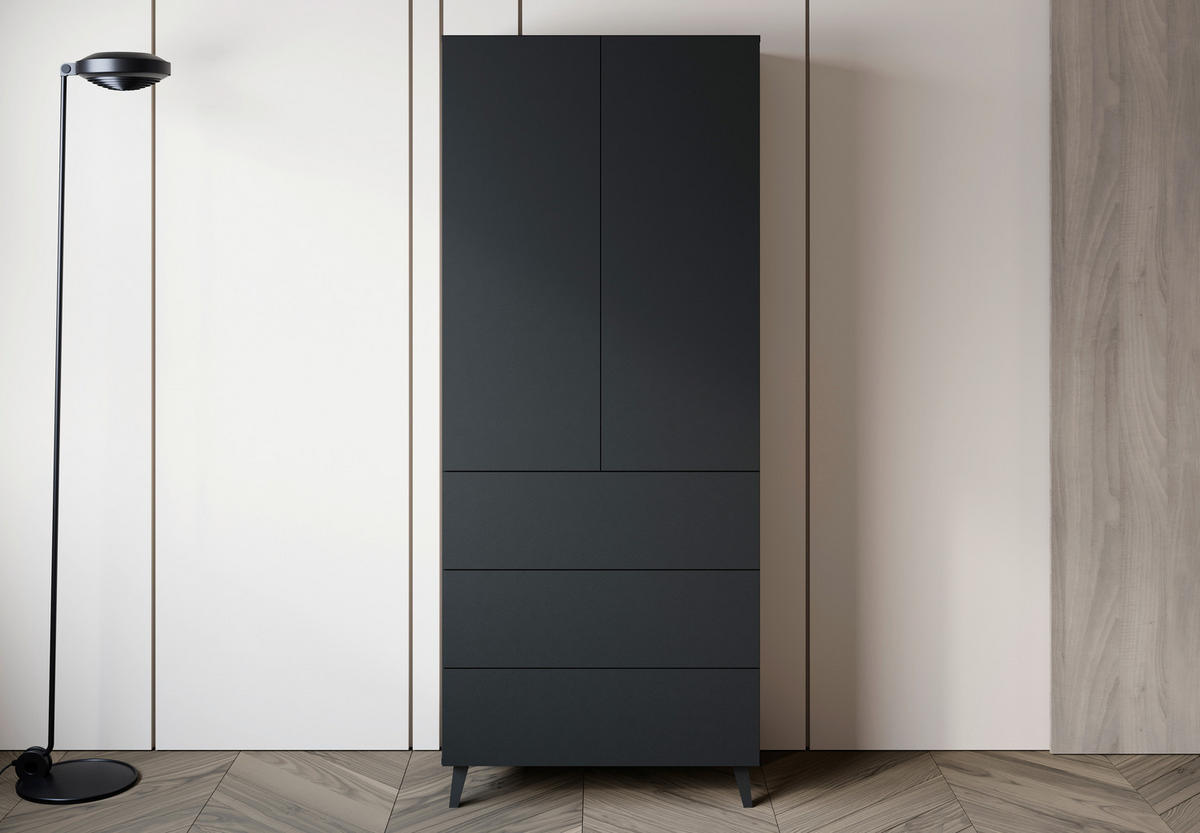HIGHBOARD  70/170/39 cm 3 Schublade(n)  - Schwarz, Design, Holzwerkstoff/Kunststoff (70/170/39cm) - P & B
