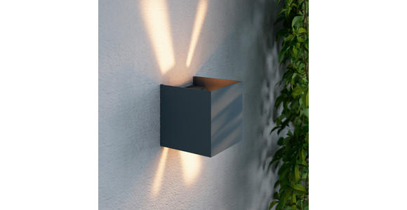LED-WANDLEUCHTE Atlas 10/10/10 cm  - Dunkelgrau, Basics, Kunststoff/Metall (10/10/10cm) - Novel