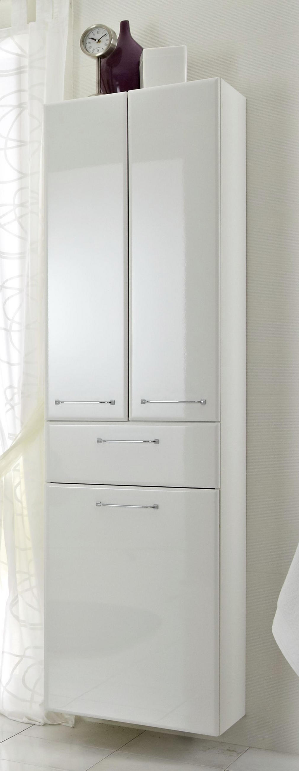 Dulap Înalt 50/186/33 cm  - alb/culoare crom, Design, sticlă/metal (50/186/33cm) - Xora