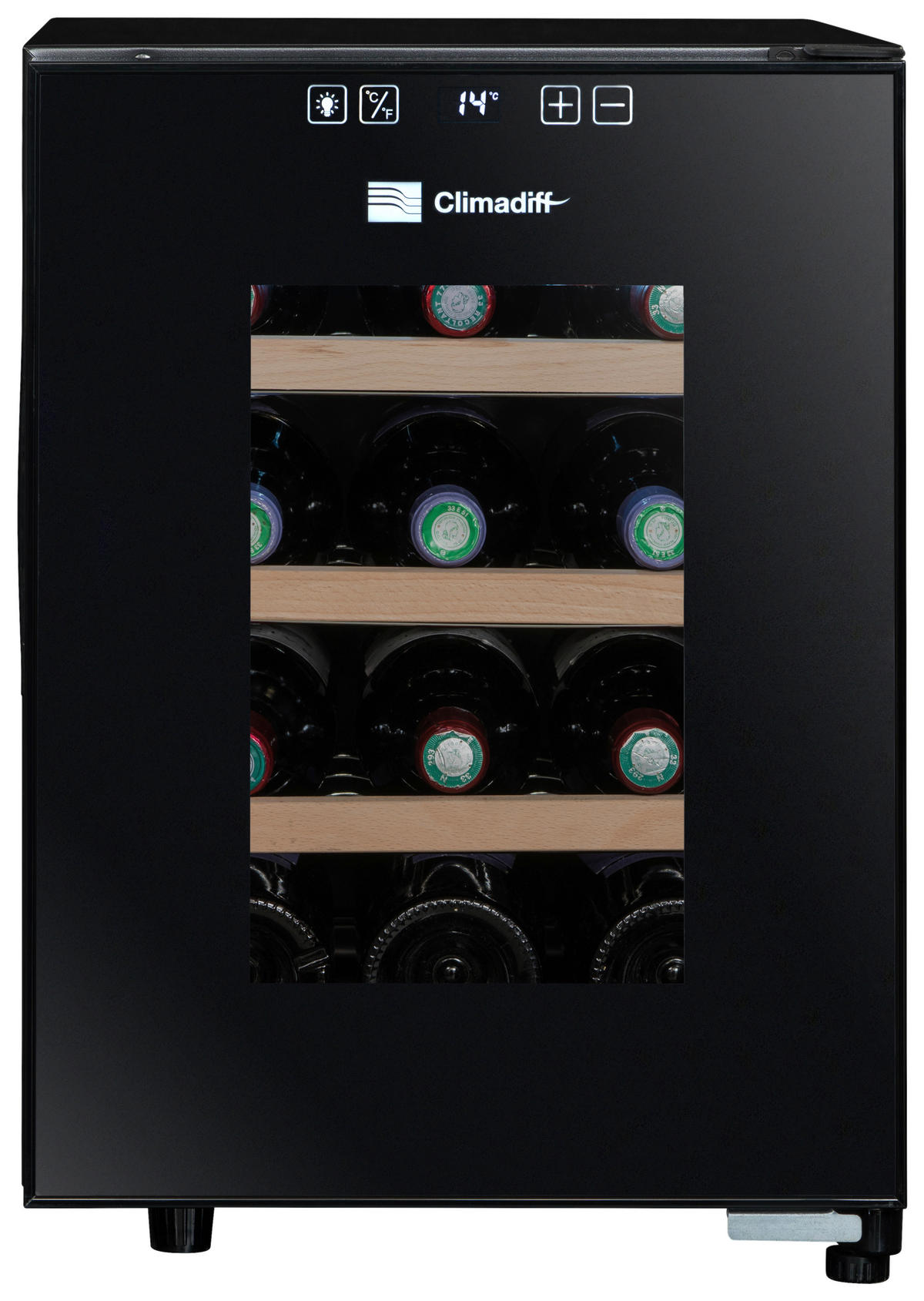 WEINKÜHLSCHRANK CC12F  - Schwarz, Basics, Glas/Holz (48/34,5/46cm)