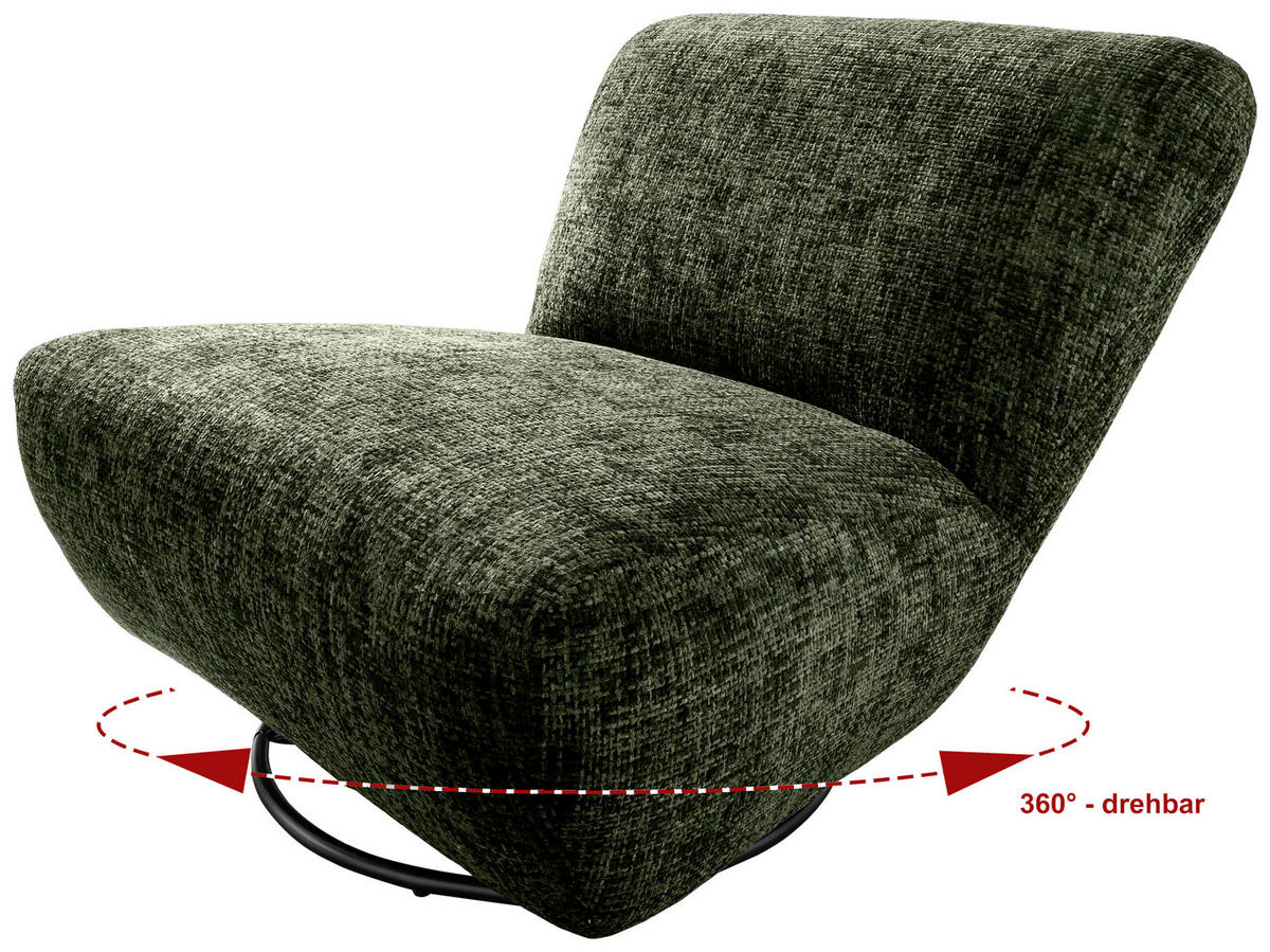 XXL-SESSEL in Struktur Dunkelgrün  - Dunkelgrün/Schwarz, Trend, Textil/Metall (95/77/94cm) - Livetastic
