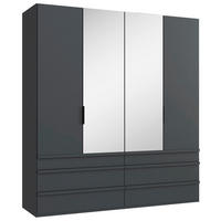 Dulap Cu Uși Pliabile, 200/216/58 cm, grafit - grafit/negru, Design, sticlă/material pe bază de lemn (200/216/58cm) - Boxxx