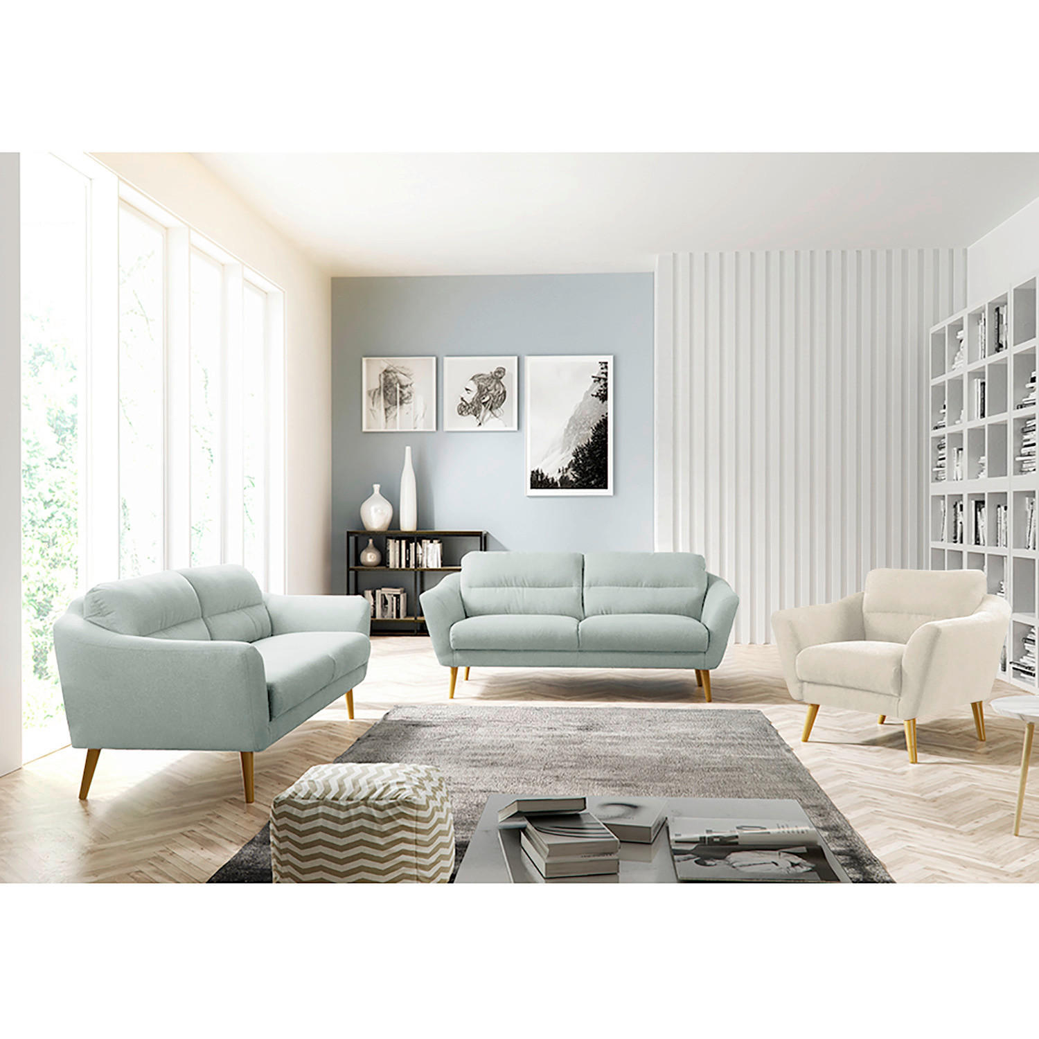 SESSEL in Webstoff Creme  - Buchefarben/Creme, Design, Holz/Textil (92/87/88cm) - Livetastic