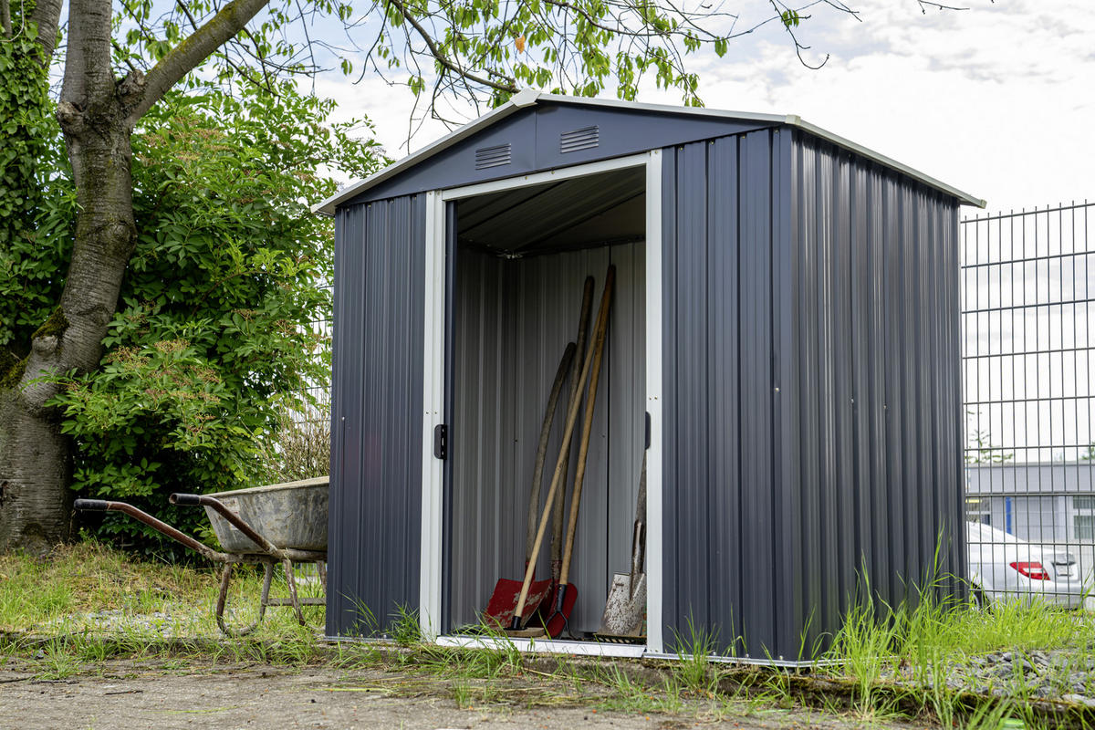 GERÄTEHAUS 236/206/174 cm  - Anthrazit/Weiß, Basics, Metall (236/206/174cm)