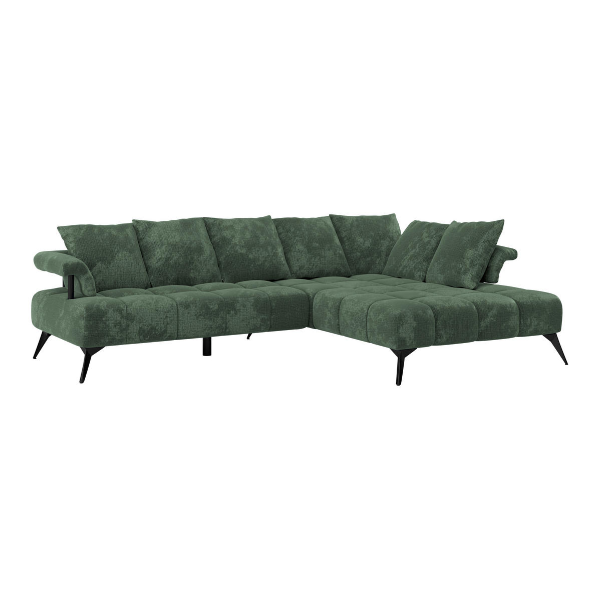 ECKSOFA in Flachgewebe Grün  - Schwarz/Grün, Modern, Kunststoff/Textil (297/200cm) - Livetastic