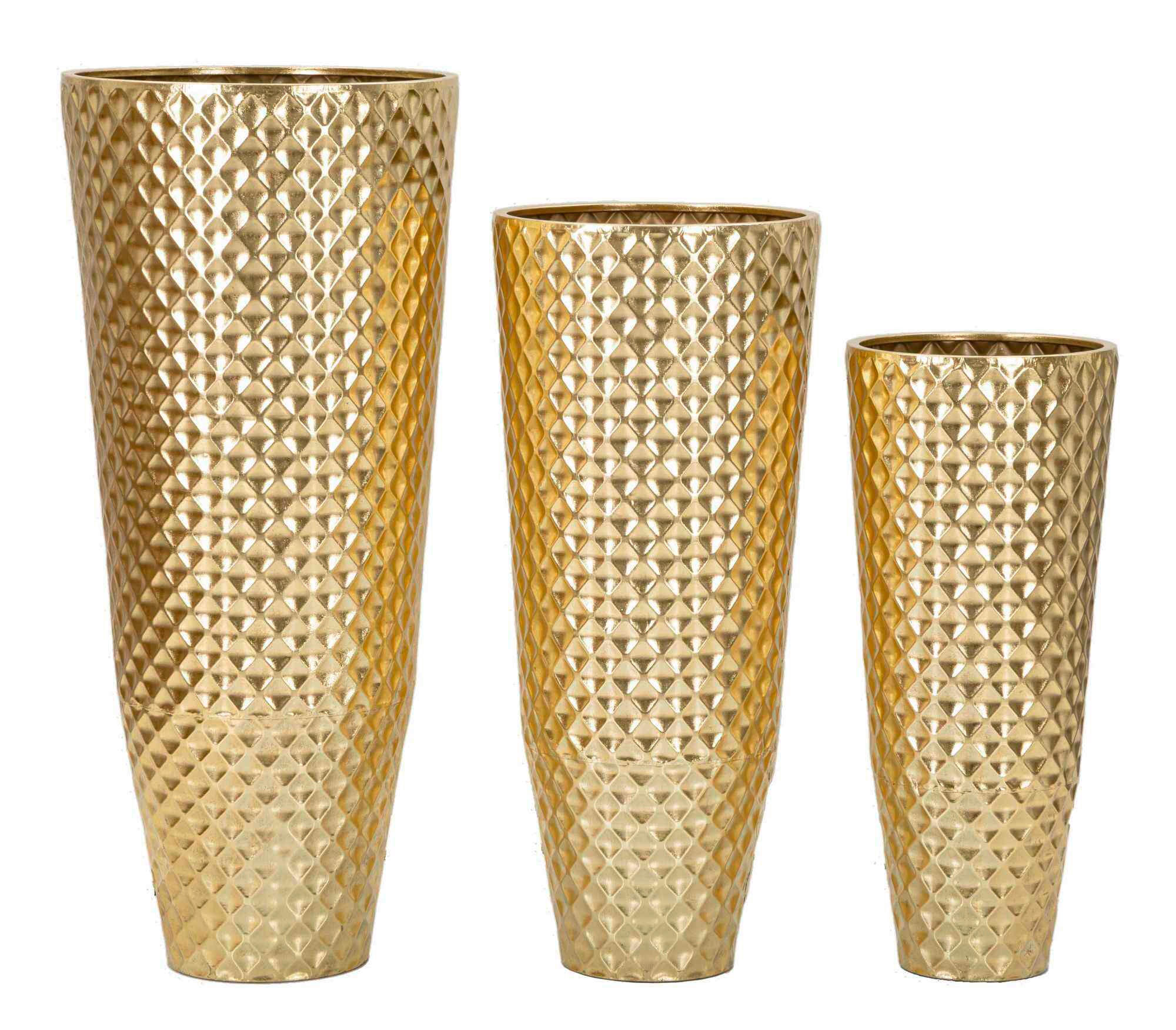 Vase Glotty Set 3 Pcs Goldfarben B: 48 Cm
