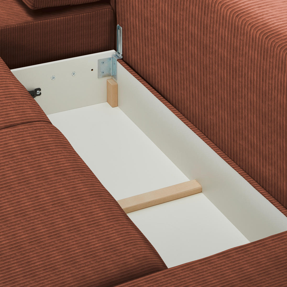 WOHNLANDSCHAFT Kupferfarben Cord  - Buchefarben/Schwarz, KONVENTIONELL, Holz/Kunststoff (283/371/208cm) - Livetastic