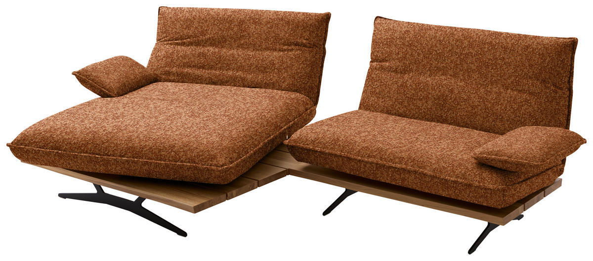 ECKSOFA Chenille, Flachgewebe Rostfarben, Wildeiche  - Wildeiche/Rostfarben, Design, Holz/Textil (161/284cm) - Koinor