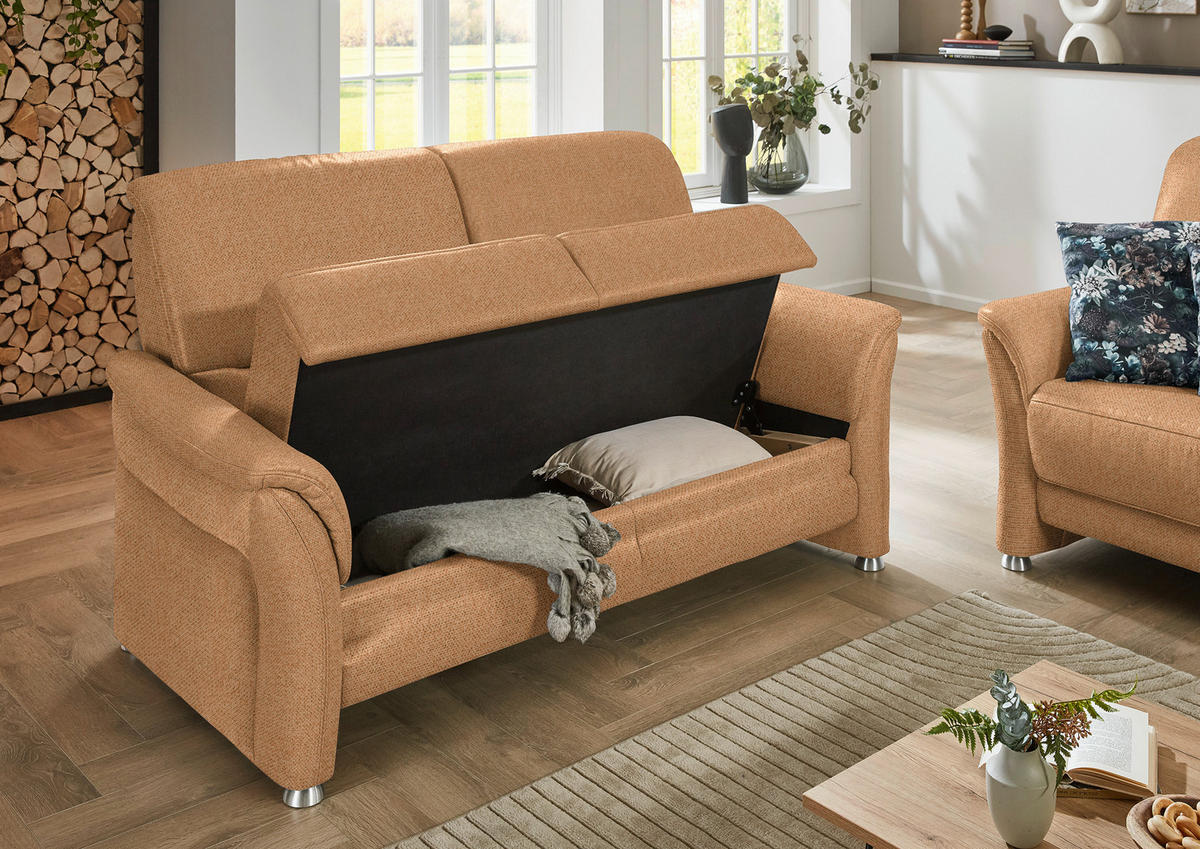 2,5-SITZER  in Flachgewebe Gelb  - Gelb/Alufarben, KONVENTIONELL, Textil/Metall (172/96/93cm) - Beldomo Premium
