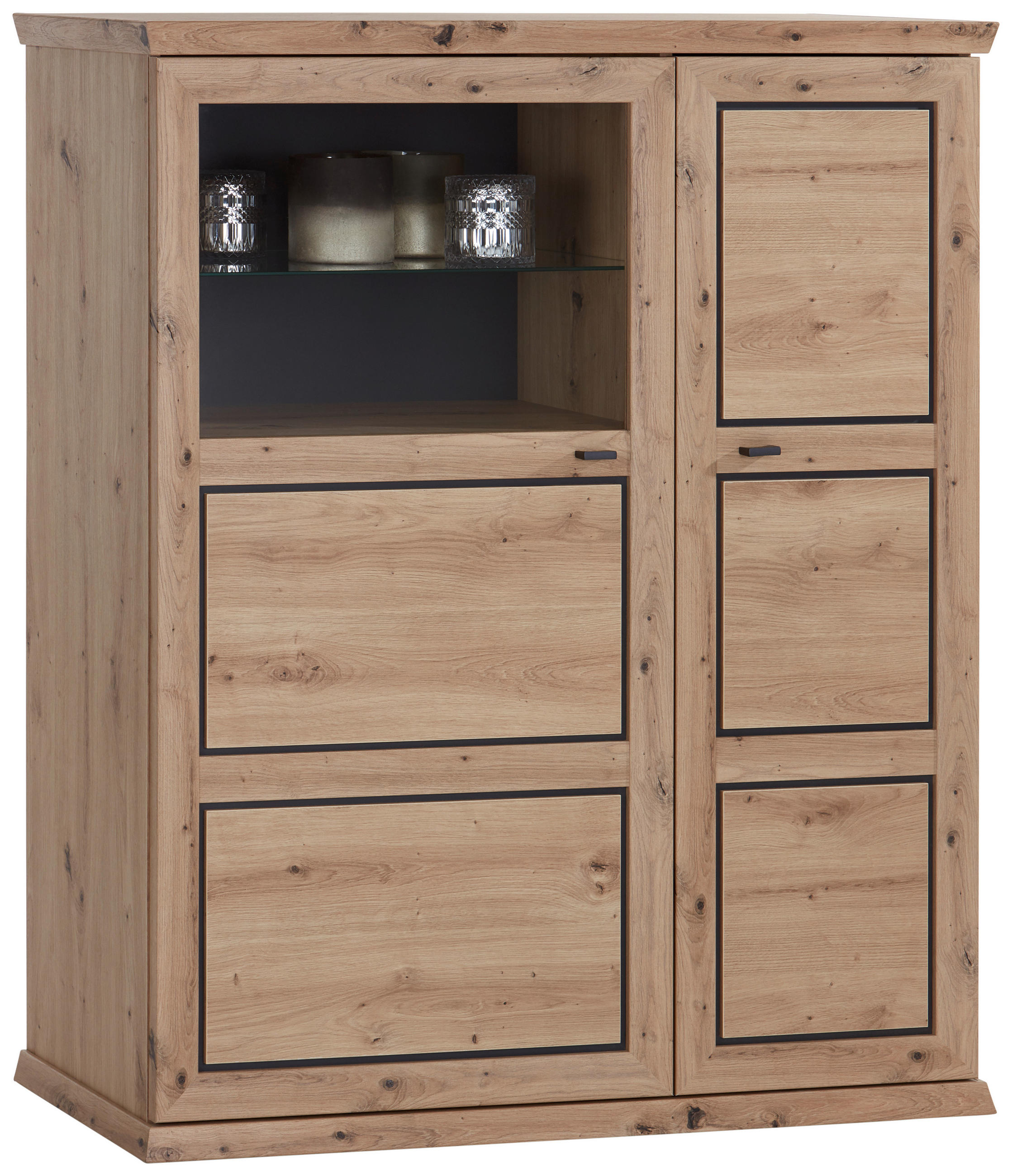 Highboard Mit Glaselement 104,8cm Harvey, Eiche Dekor