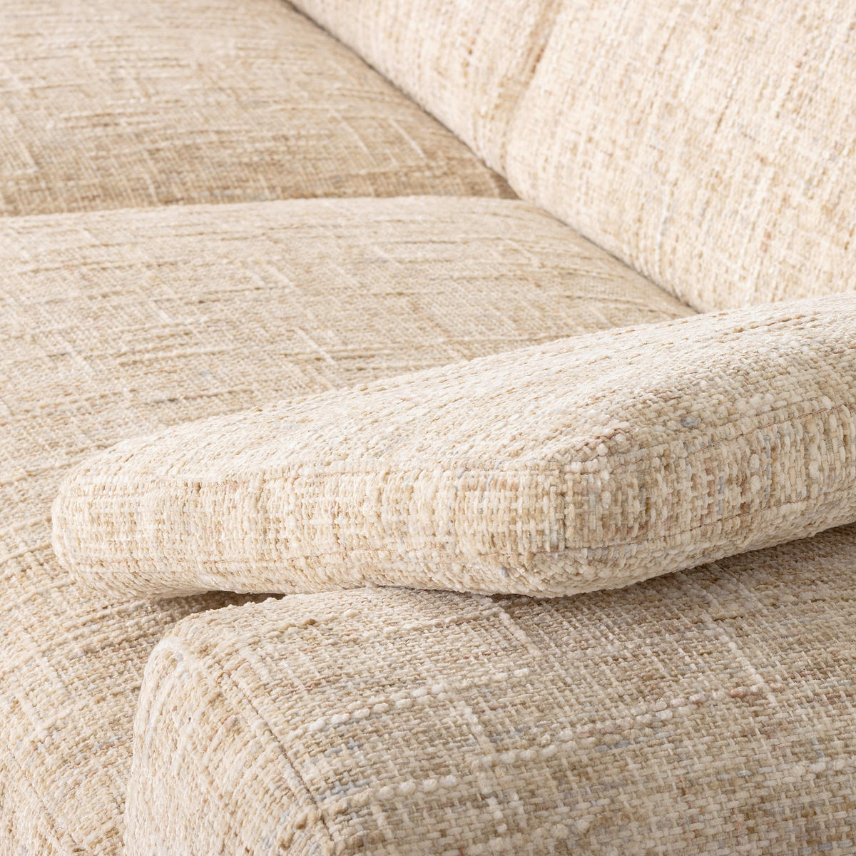 3-SITZER-SOFA SPRING in Webstoff Beige Modern  - Chromfarben/Beige, Design, Textil/Metall (187/85/92cm) - Livetastic