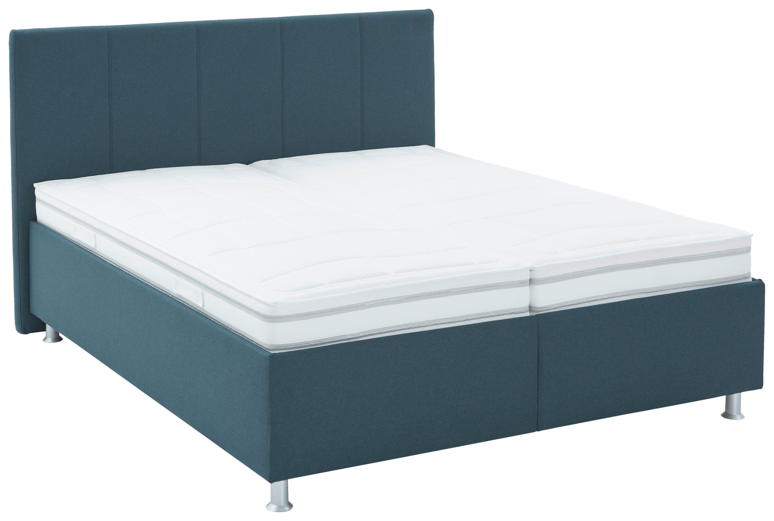 POLSTERBETT Matratze, gepolstertes Kopfteil, Lattenrost, Bettkasten Blau, Dunkelblau 180/200 cm  - Blau/Alufarben, KONVENTIONELL, Holz/Holzwerkstoff (180/200cm) - Beldomo - Sleep