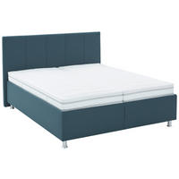POLSTERBETT 180/200 cm,  in Blau, Dunkelblau, Matratze, gepolstertes Kopfteil, Lattenrost, Bettkasten, H2 + H3 = mittel + fest  - Blau/Alufarben, KONVENTIONELL, Holz/Holzwerkstoff (180/200cm) - Beldomo - Sleep