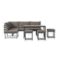GARTENSET  6-teilig  - Dunkelgrau/Anthrazit, Design, Glas/Textil (212.5/74/176cm) - Ambia Garden