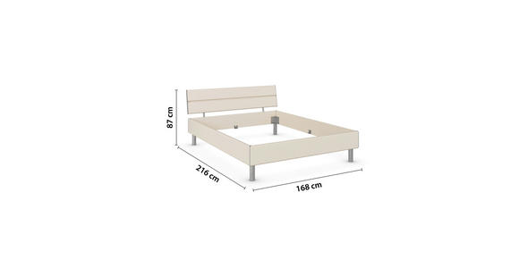 BETT 160/200 cm  in Champagner  - Champagner/Alufarben, Design, Holzwerkstoff/Metall (160/200cm) - Carryhome