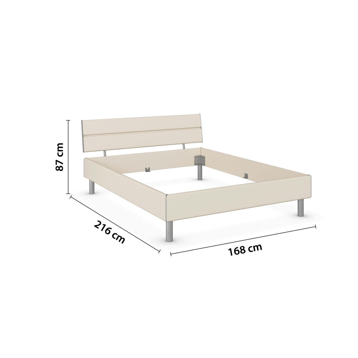 BETT 160/200 cm,  in Champagner,  - Champagner/Alufarben, Design, Metall (160/200cm) - Carryhome