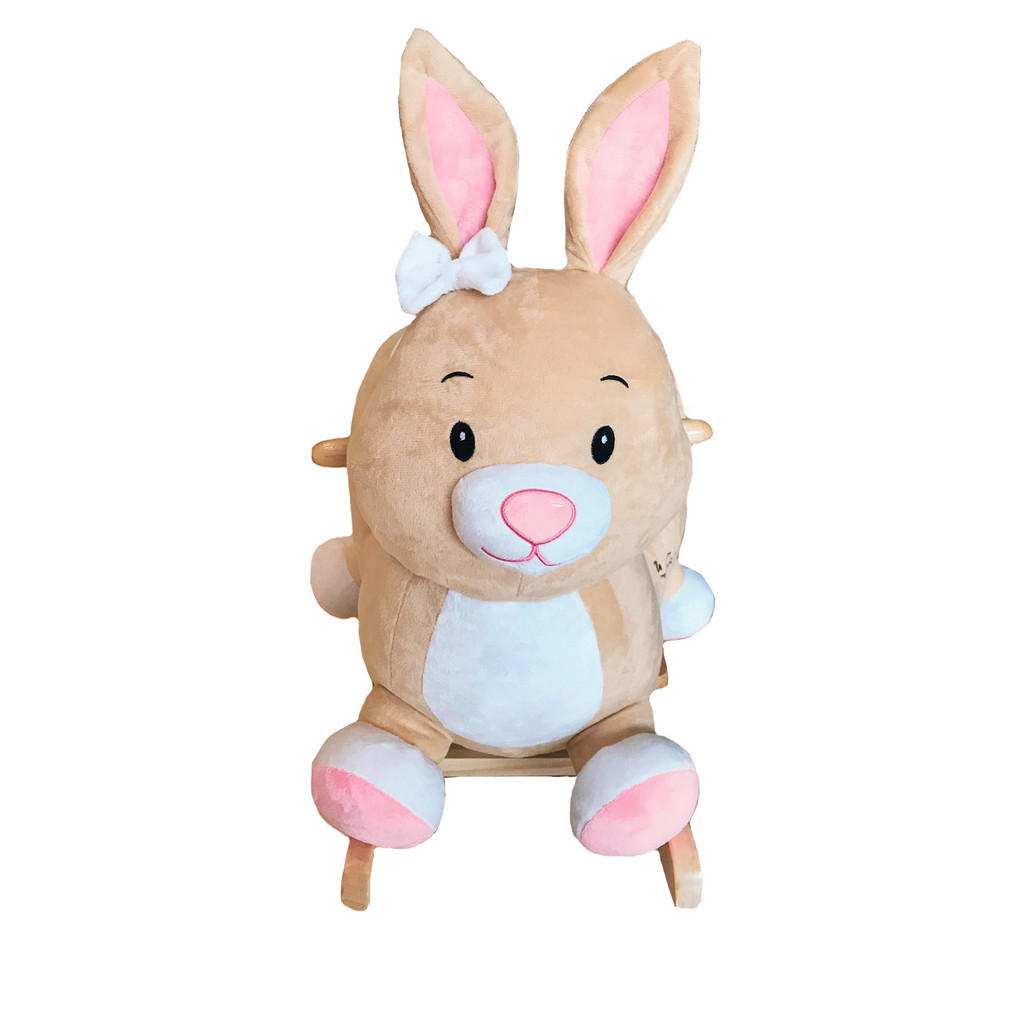 Thumbnail - Xxxl Schaukeltier Hase Hopsi, Weiß, Hellbraun, Creme, Holz, Textil, Pappel, 31x53x60 cm, Fußstützen, Haltegriffe, gepols...
