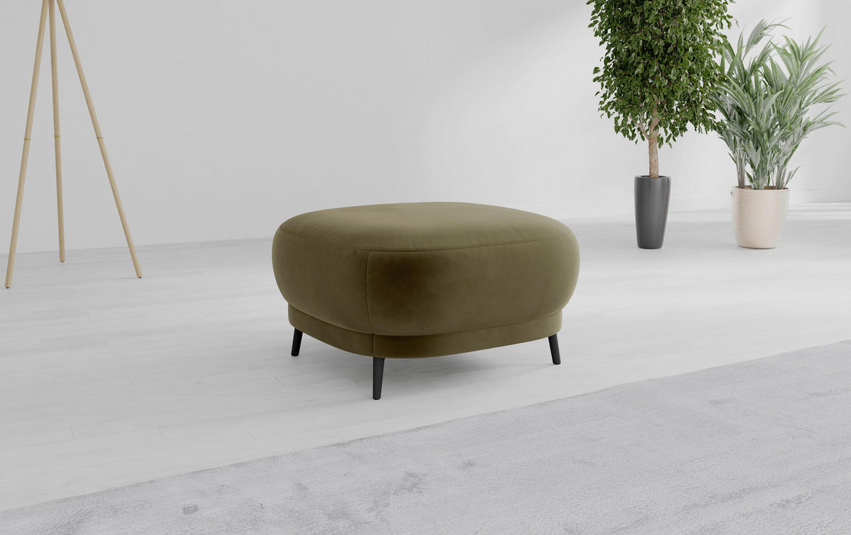 HOCKER in Textil Olivgrün  - Schwarz/Olivgrün, MODERN, Textil/Metall (90/49/90cm) - Sit & More