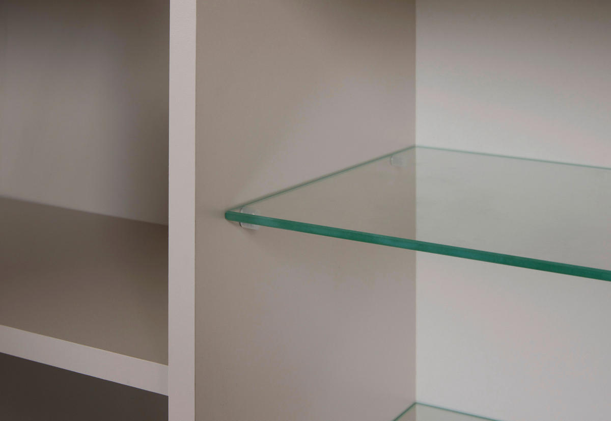 KÜCHENOBERSCHRANK 130/57/33 cm  in Kaschmir, Eiche Artisan  - Kaschmir/Silberfarben, ROMANTIK / LANDHAUS, Glas/Holzwerkstoff (130/57/33cm) - home24