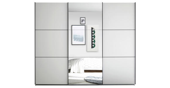 SCHWEBETÜRENSCHRANK 270/226/60 cm 3-türig Weiß - Schwarz/Weiß, KONVENTIONELL, Glas/Holzwerkstoff (270/226/60cm) - Carryhome