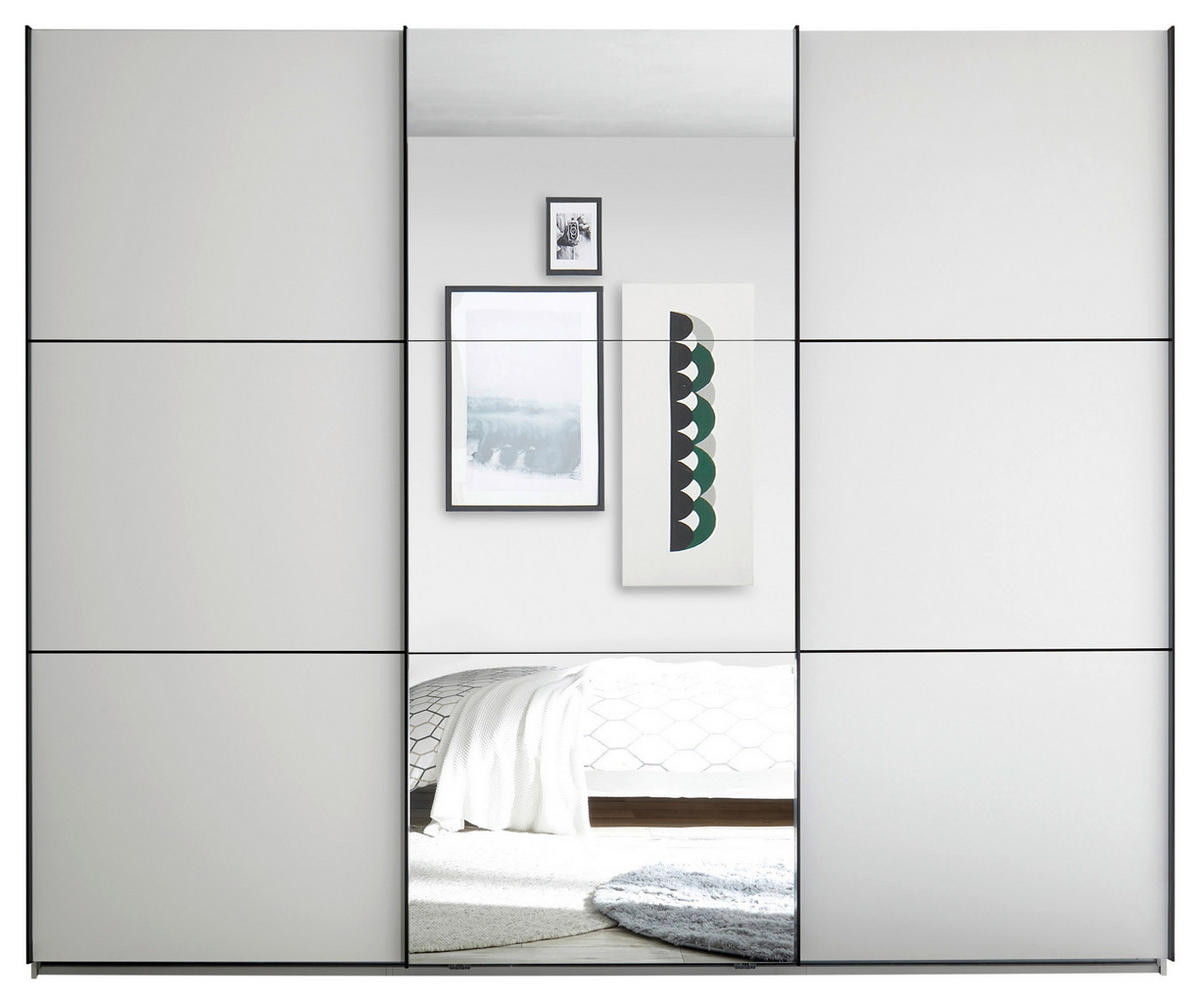 SCHWEBETÜRENSCHRANK 270/226/60 cm 3-türig Weiß  - Schwarz/Weiß, KONVENTIONELL, Glas/Holzwerkstoff (270/226/60cm) - Carryhome