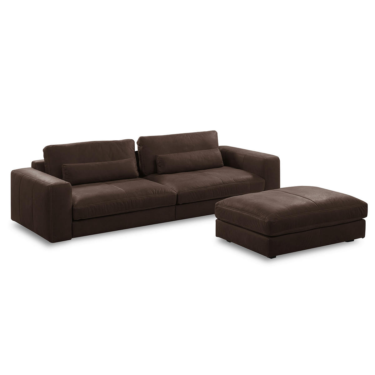 HOCKER in Leder Dunkelbraun  - Dunkelbraun/Beige, Design, Leder/Kunststoff (123/45/93cm) - Livetastic