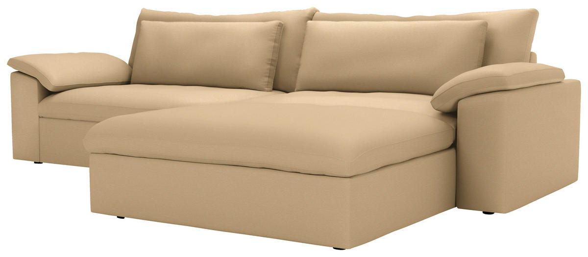 ECKSOFA  Chenille Beige  - Beige/Schwarz, Modern, Kunststoff/Textil (306/198cm) - Carryhome