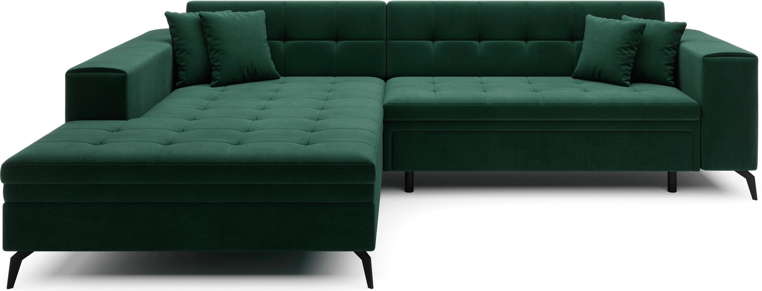 ECKSOFA in Samt Grün  196/292 cm  - Chromfarben/Grün, Design, Kunststoff/Textil (196/292cm) - MID.YOU