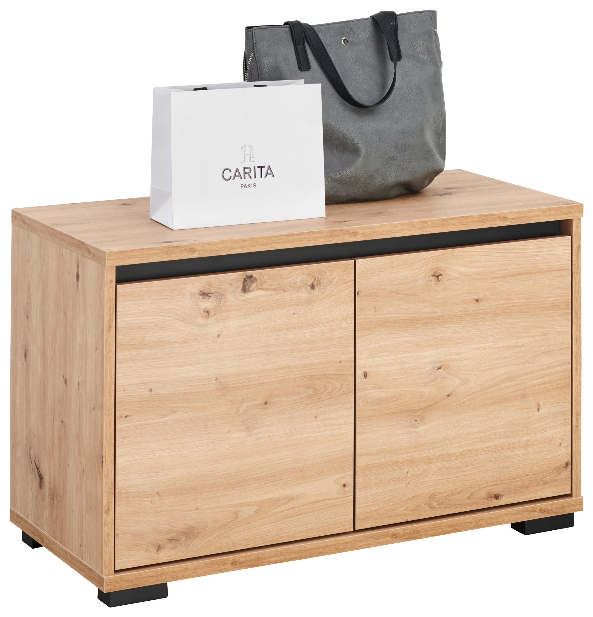 Carryhome Garderobenbank Anthrazit, Eiche Artisan 80x50x38 cm