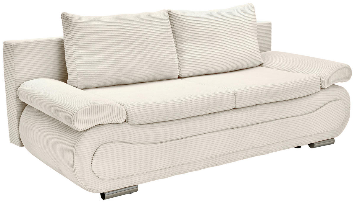 SCHLAFSOFA  mit Bettfunktion erhältlich Cord Creme  - Chromfarben/Creme, Design, Textil/Metall (200/78/90cm) - Venda