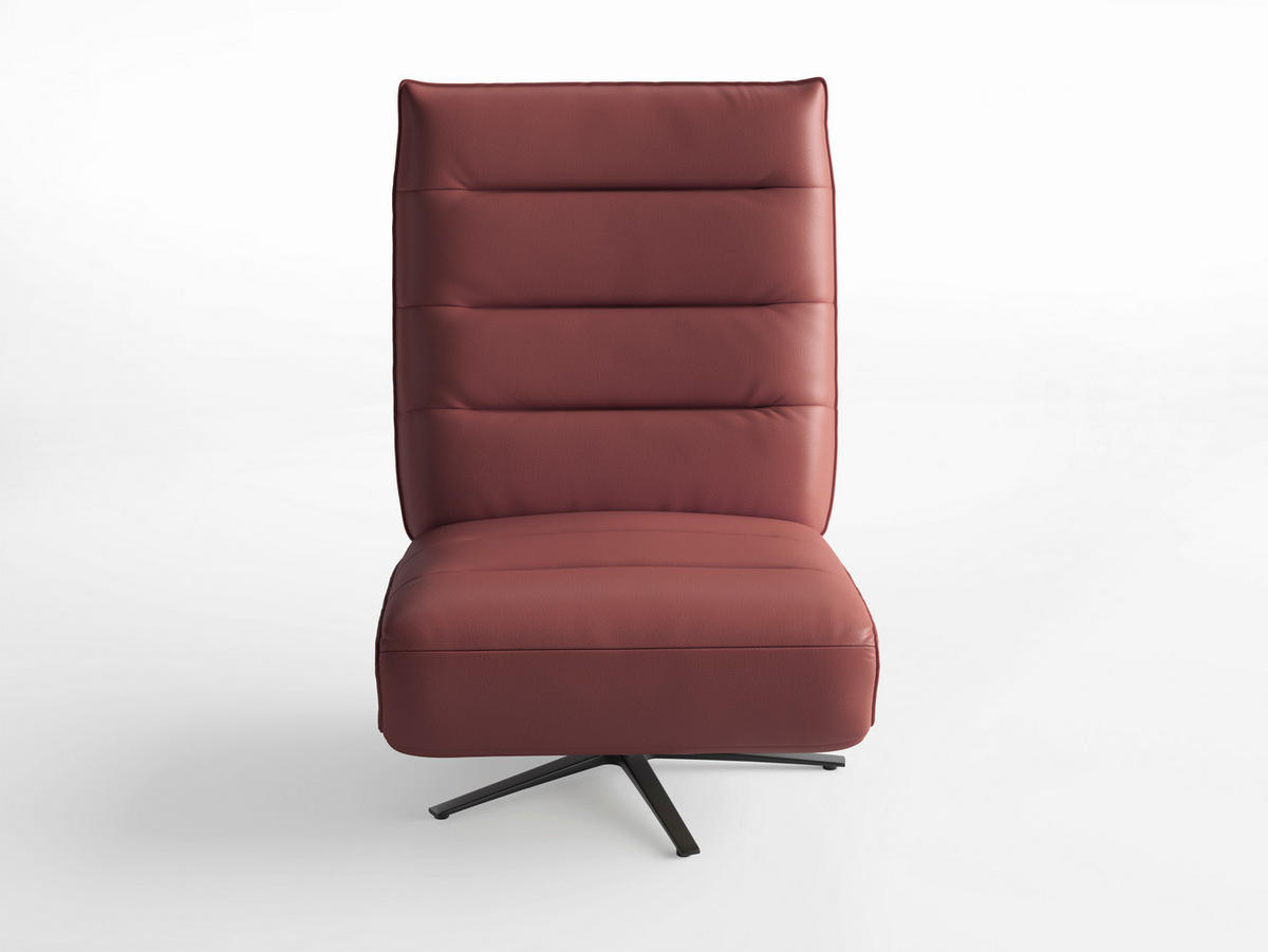 RELAXSESSEL Leder Rotbraun  - Rotbraun/Schwarz, Basics, Leder/Metall (80/109/98cm) - Sit & More