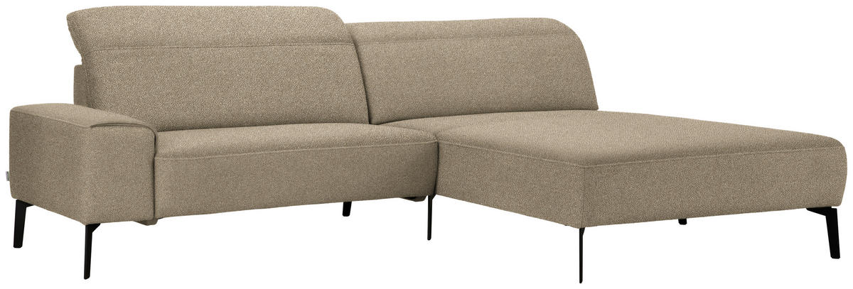 ECKSOFA in Mikrofaser Beige  - Beige/Schwarz, Design, Textil/Metall (273/203cm) - Johann Jakob