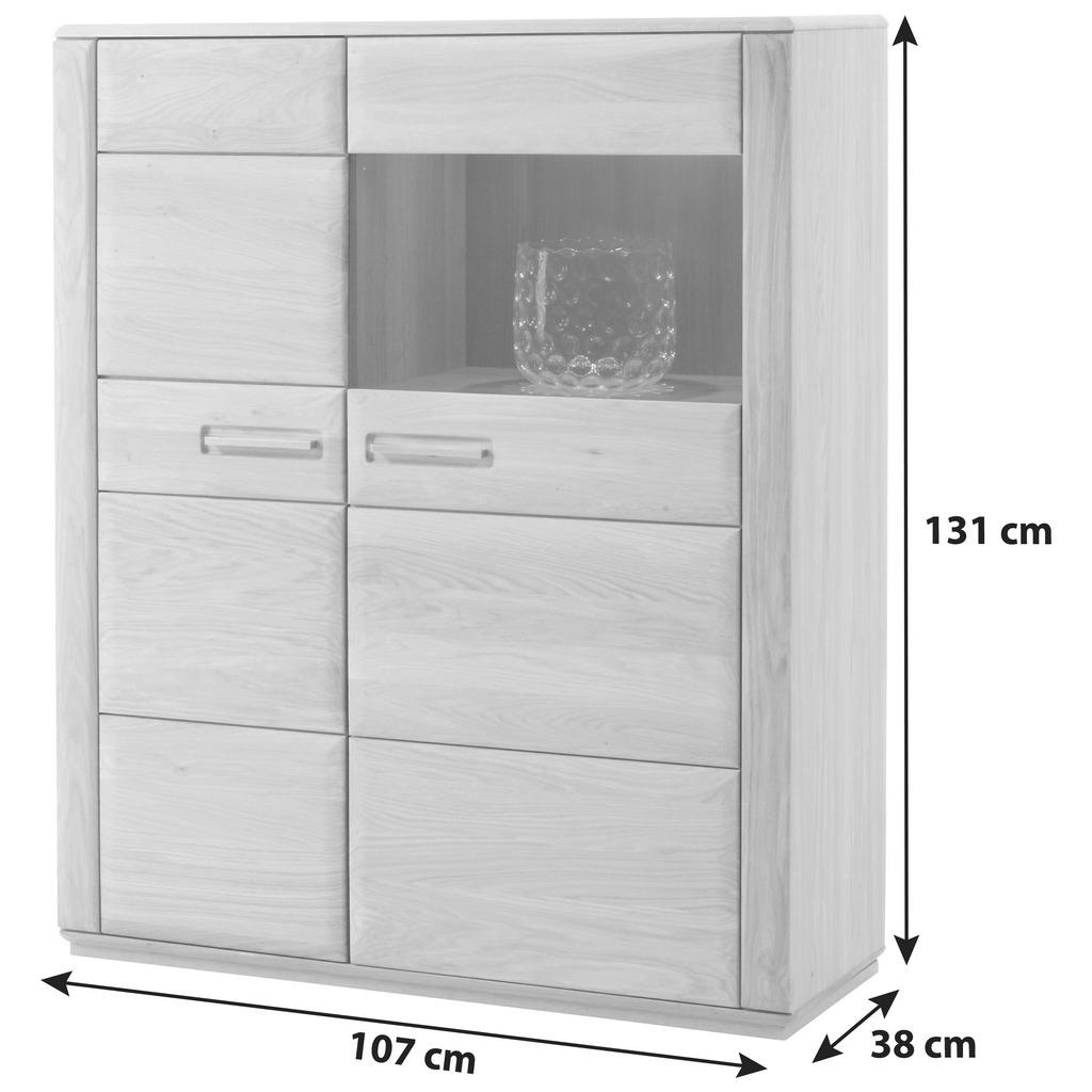 Thumbnail - Livetastic Highboard, Eiche, Metall, Eiche, furniert,furniert, teilmassiv,massiv, 4 Fächer, 107x131x38 cm, Made in EU, H...