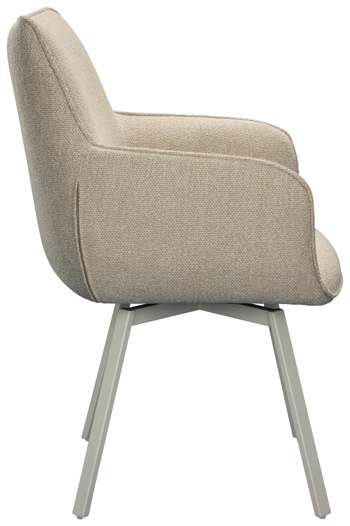 ARMLEHNSTUHL  Sitzfläche 180° drehbar, automatische Rückholfunktion Mikrofaser  Beige  - Beige, Design, Textil/Metall (64/88/63cm) - Milino