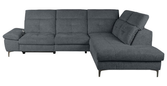 ECKSOFA Dunkelgrau Webstoff - Dunkelgrau/Schwarz, KONVENTIONELL, Textil/Metall (288/225cm) - Carryhome