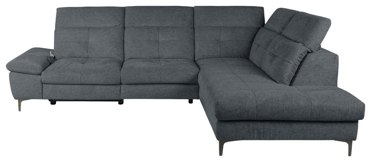 ECKSOFA Dunkelgrau Webstoff  - Dunkelgrau/Schwarz, KONVENTIONELL, Textil/Metall (288/225cm) - Carryhome