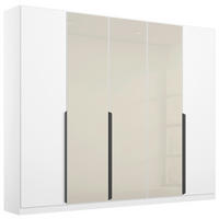 DREHTÜRENSCHRANK 225/210/54 cm,  in Weiß, Champagner,  - Champagner/Weiß, MODERN, Glas/Holzwerkstoff (225/210/54cm) - Rauch Möbel