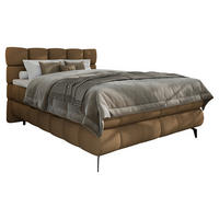 BOXBETT 140/200 cm,  in Braun, Bettkasten, Topper, H3 + H3 = fest  - Schwarz/Braun, Trend, Textil/Metall (140/200cm) - Esposa