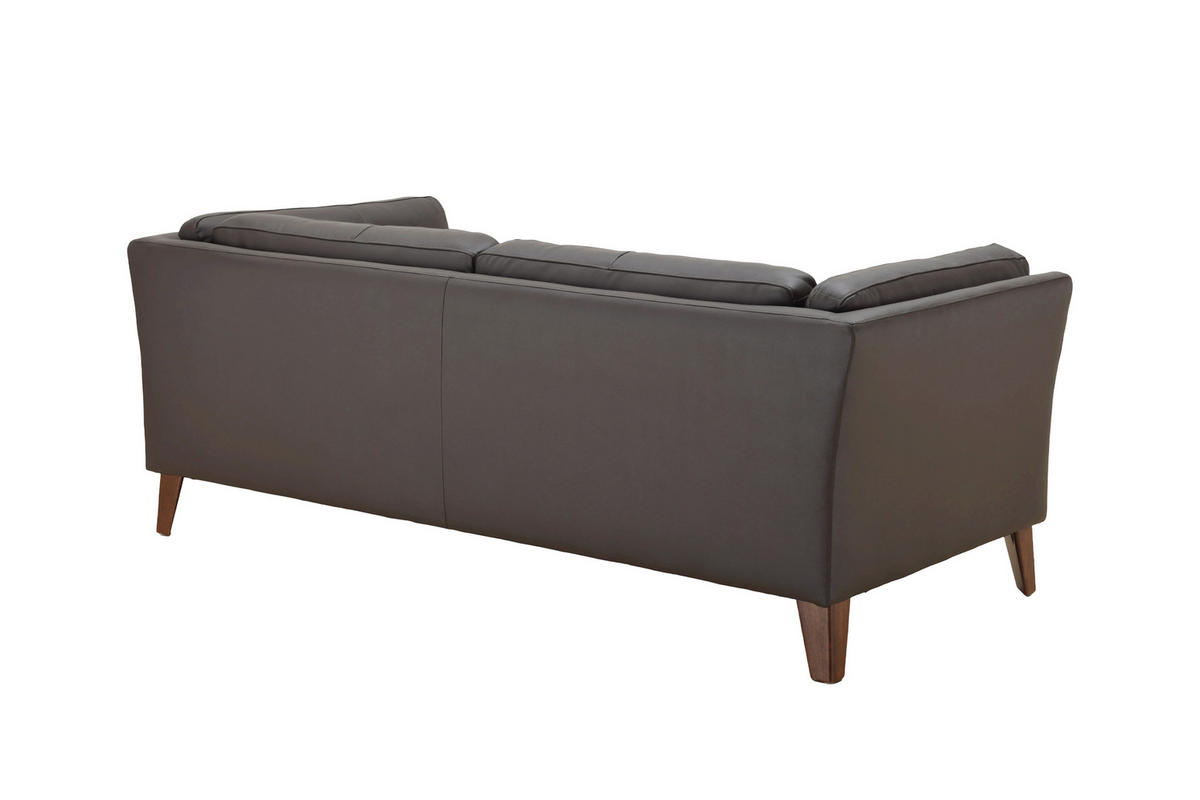 3-SITZER-SOFA SERA Echtleder Lederlook Braun  - Dunkelbraun/Braun, Design, Leder/Holz (190/72/88cm) - Livetastic