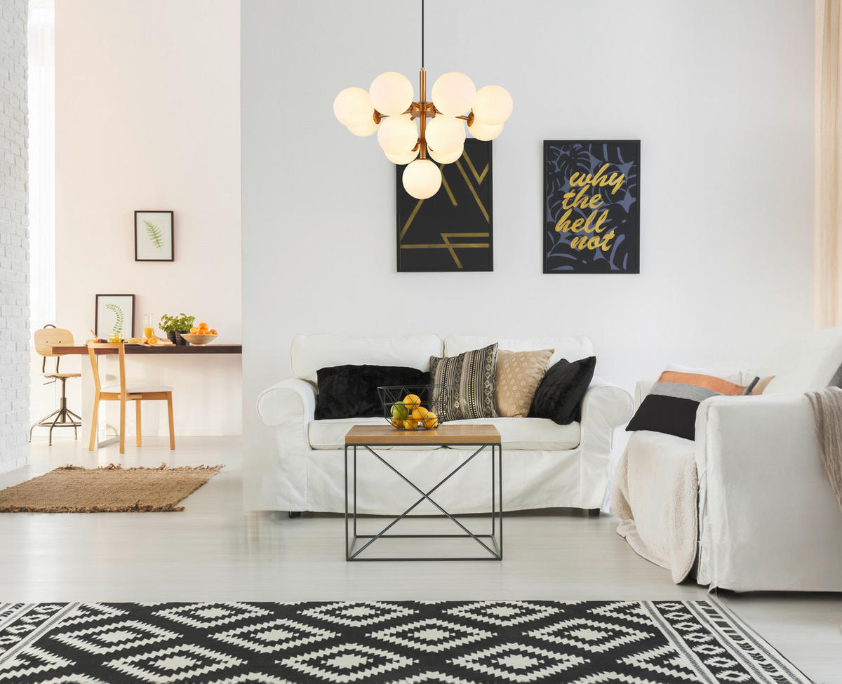 HÄNGELEUCHTE 56/120 cm   - Goldfarben, Design, Glas/Metall (56/120cm) - Globo